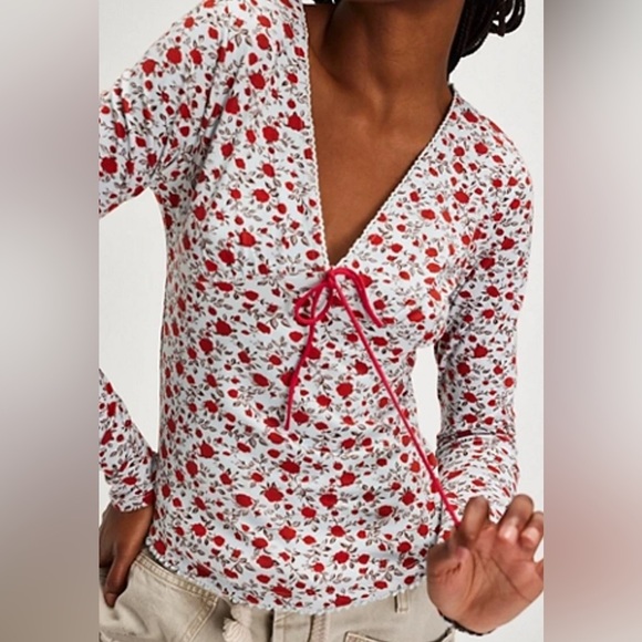 Free People Tops - Free people abundance  Tie Front Blouse L